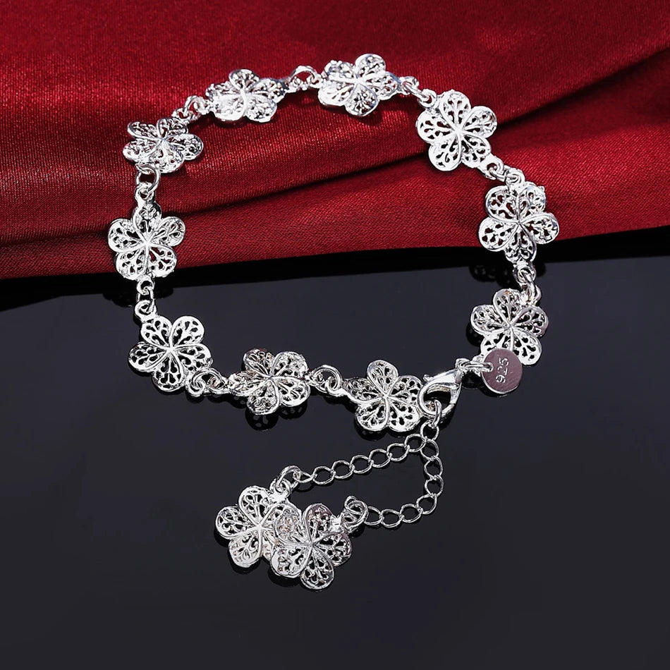 925 Sterling Silver Floral Bracelet – Elegant Men's Accessory | Accessorio Uomo Elegante