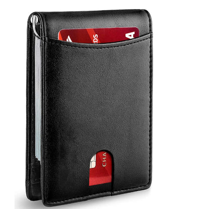 Slim Leather Money Clip Wallet Men RFID Bifold Design – Elegant Men's Accessory | Accessorio Uomo Elegante