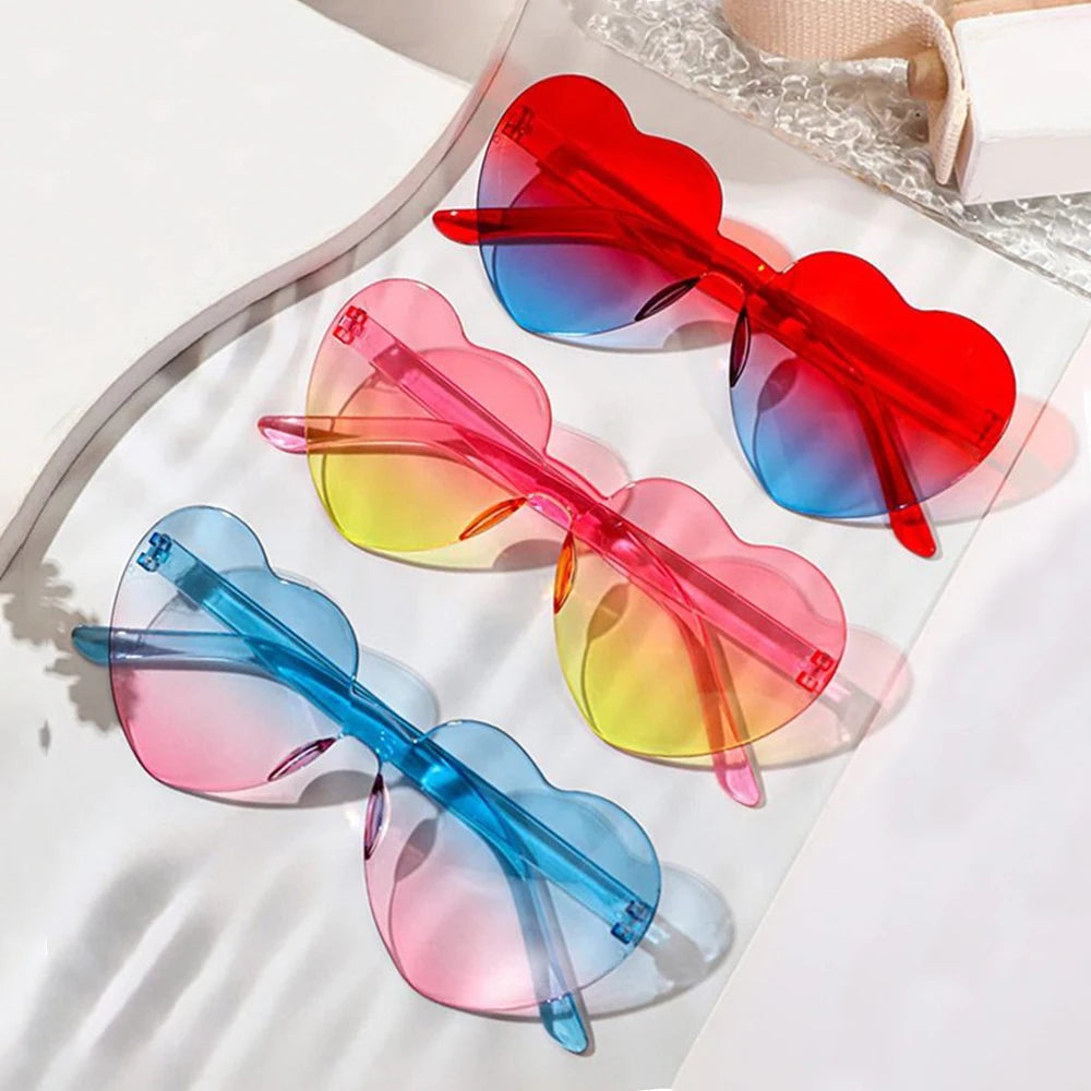 DRAVEN — Rimless Heart Sunglasses – Colorful Gradient Love Shades