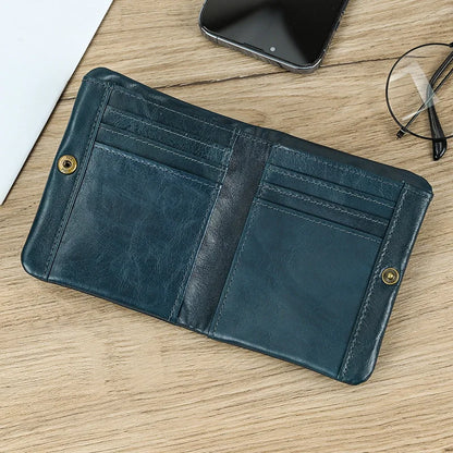Genuine Leather Short Wallet Men Soft Card Holder