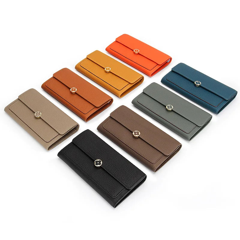 Genuine Leather Long Wallet Women 2025 Cowhide Clutch – Elegant Men's Accessory | Accessorio Uomo Elegante