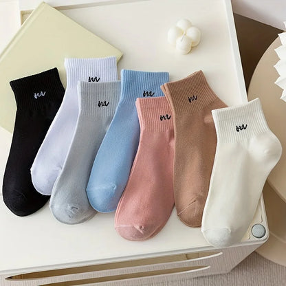5 Pairs Letter Print Short Socks – Soft Breathable Design