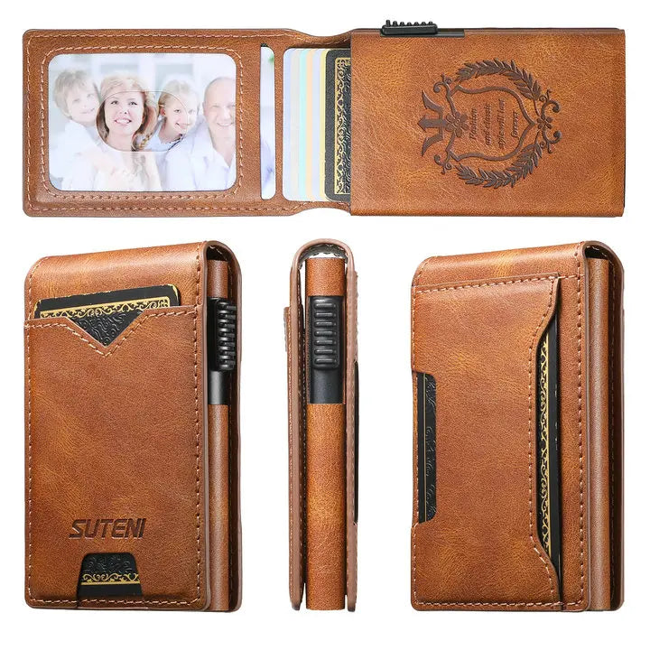 DRAVEN — Automatic Card Ejector Wallet Men Faux Leather Slim Case