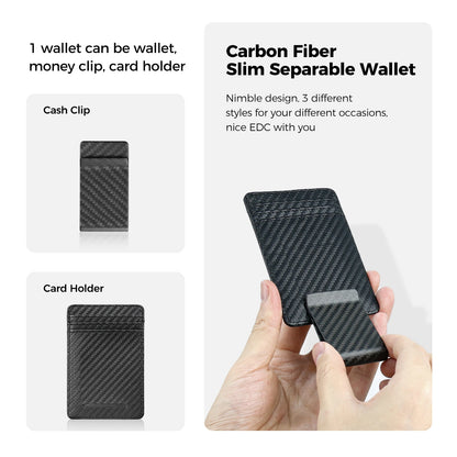 Carbon Fiber Slim Wallet Men 2 in 1 Money Clip Design – Elegant Men's Accessory | Accessorio Uomo Elegante