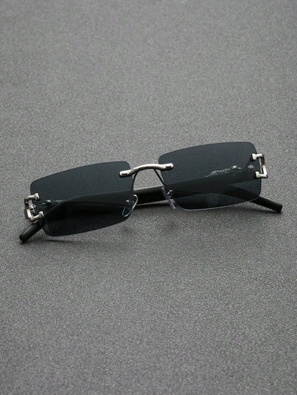 Frameless Rectangle Sunglasses – Trendy Minimal Style – Elegant Men's Accessory | Accessorio Uomo Elegante
