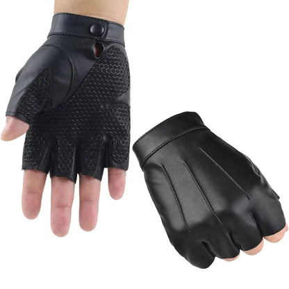 PU Leather Fingerless Gloves – Unisex Tactical Street Style