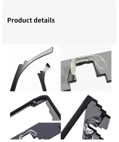 Pixel Mosaic Sunglasses – Retro Party Gamer Shades (2PCS) – Elegant Men's Accessory | Accessorio Uomo Elegante