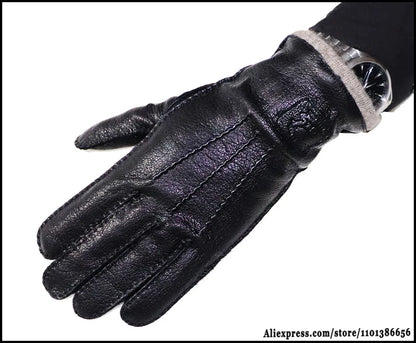 High-End Deerskin Leather Gloves – Unisex Luxury Winter Style