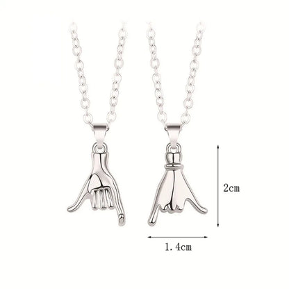 Pinky Swear Couple Necklace Set – Promise Hand Pendant Jewelry for Lovers and Friends