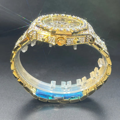 Midnight Shine – 2025 Men’s Black Steel Watch with Crystal Detailing – Elegant Men's Accessory | Accessorio Uomo Elegante