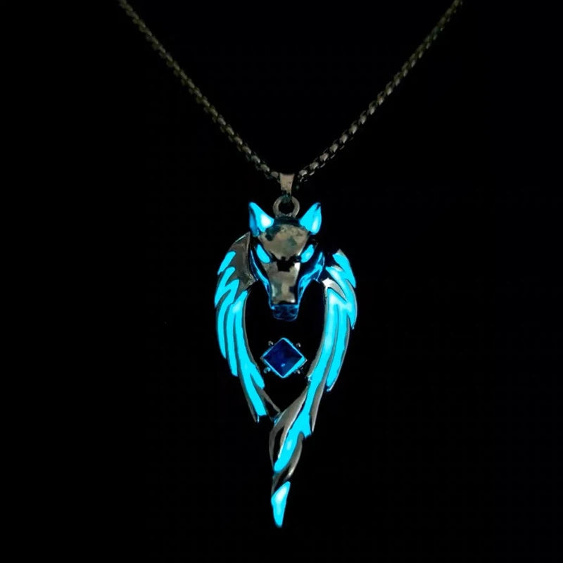 DRAVEN — Glowing Wolf Pendant Necklace – Vintage Punk  Jewelry for Men