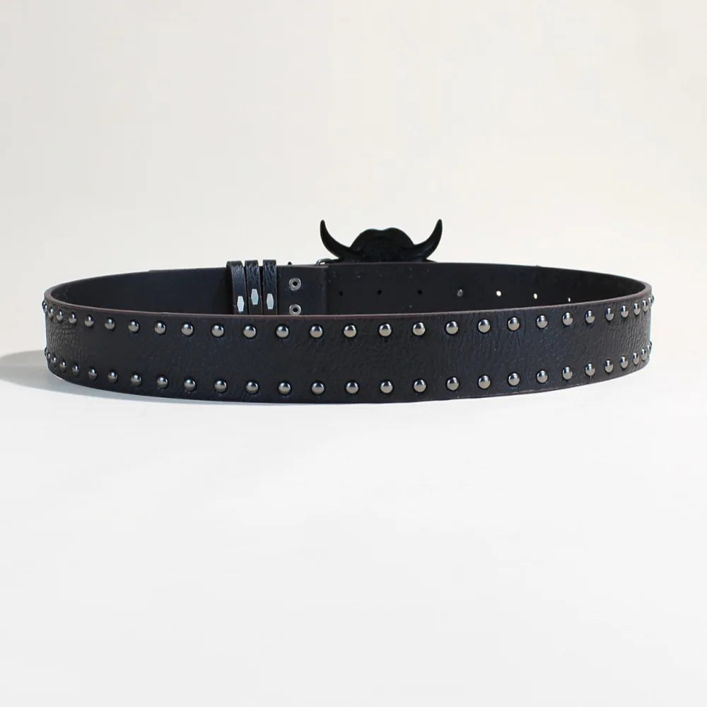 Gothic Y2K Rivet Belt Unisex Punk Skeleton Design – Elegant Men's Accessory | Accessorio Uomo Elegante
