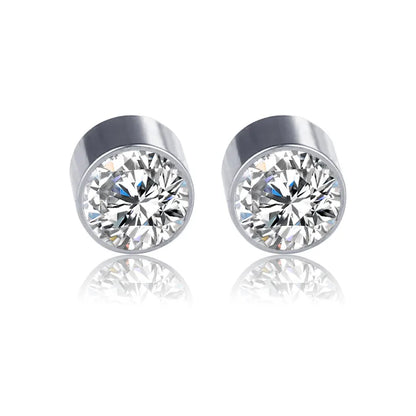 Magnetic Zircon Stud Earrings – Elegant Men's Accessory | Accessorio Uomo Elegante