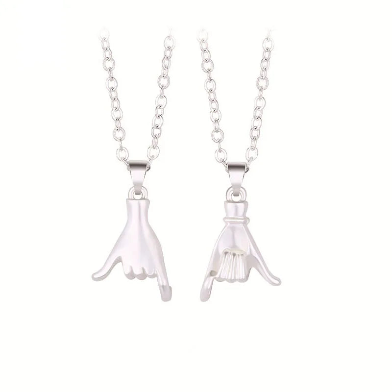 DRAVEN — Pinky Swear Couple Necklace Set – Promise Hand Pendant Jewelry for Lovers and Friends