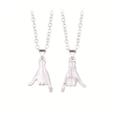 Pinky Swear Couple Necklace Set – Promise Hand Pendant Jewelry for Lovers and Friends