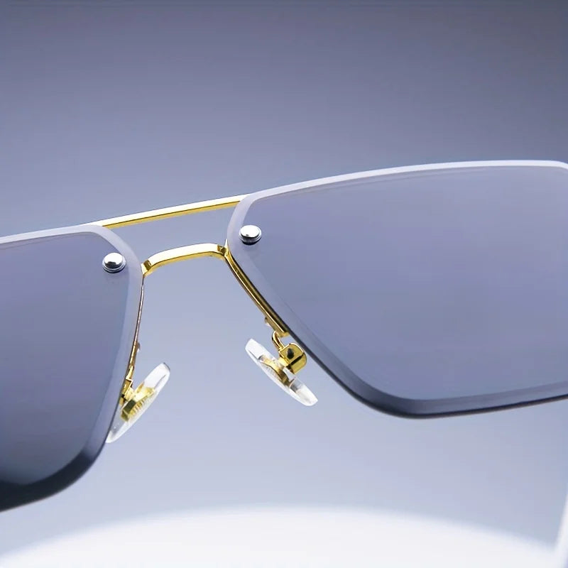 Rimless Square Sunglasses – Classic Minimal Design – Elegant Men's Accessory | Accessorio Uomo Elegante