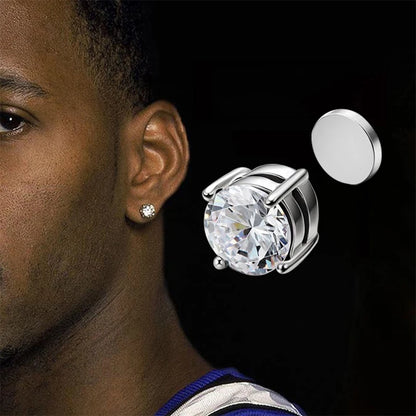 Punk Round Zircon Magnetic Earring Set – Elegant Men's Accessory | Accessorio Uomo Elegante