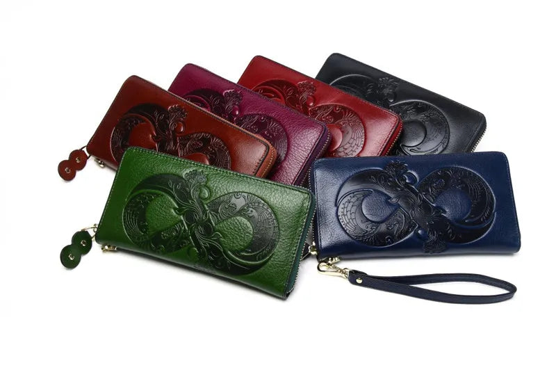 DRAVEN — Vintage Genuine Cowhide Wallet Women 2025 Floral Design