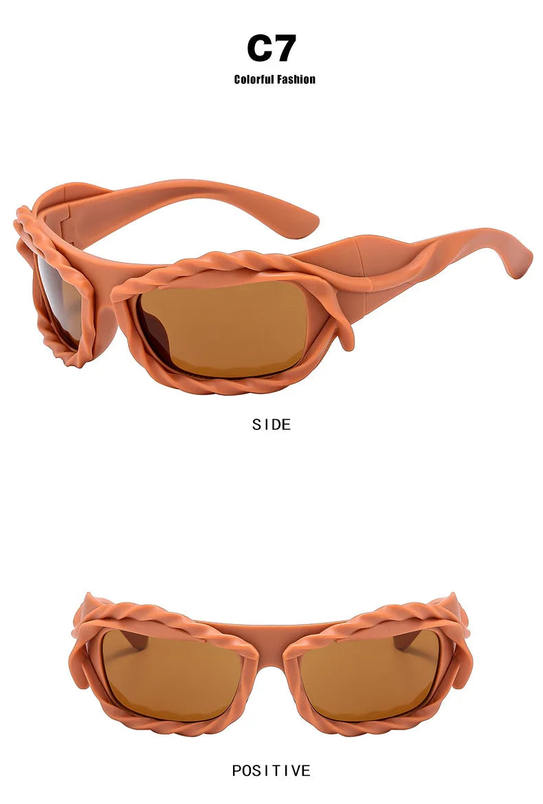 DRAVEN — Y2K Twisted Sunglasses – Silver Retro 2000’s Luxury Shades