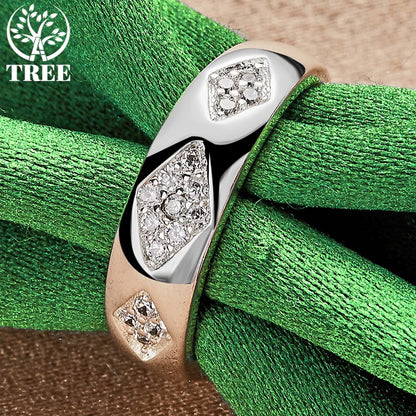 Rhombus Zircon Sterling Silver Ring – Elegant Men's Accessory | Accessorio Uomo Elegante