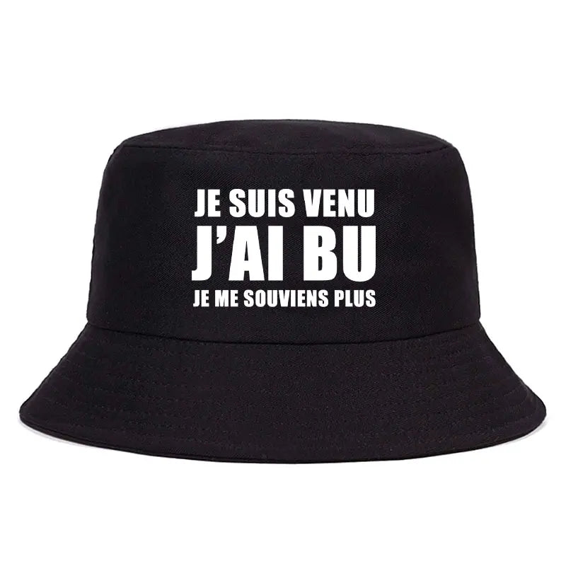 DRAVEN — Reversible “Je Suis Venu J’ai Bu” Bucket Hat – Trendy Summer Style