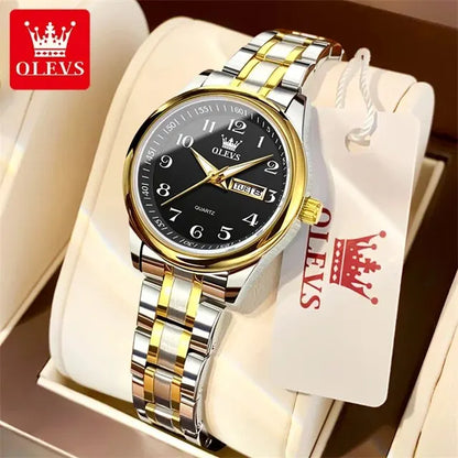 Timeless Elegance – OLEVS Women’s Stainless Steel Watch with Date & Luminous Dial – Elegant Men's Accessory | Accessorio Uomo Elegante