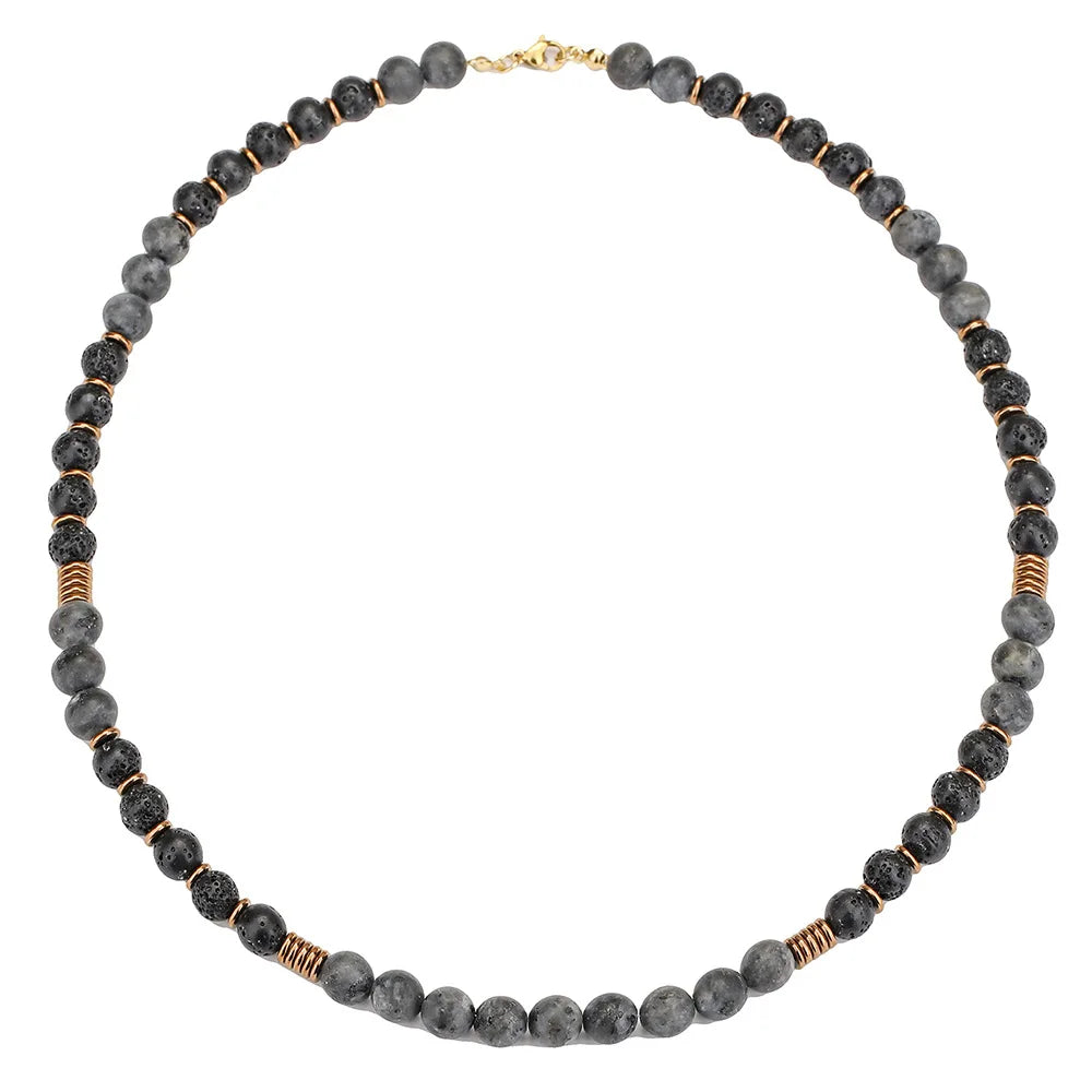 DRAVEN — Black Stone Bead Necklace – Trendy Minimalist Jewelry for Men