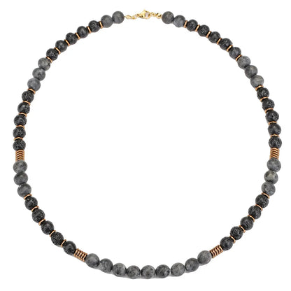 Black Stone Bead Necklace – Trendy Minimalist Jewelry for Men – Elegant Men's Accessory | Accessorio Uomo Elegante