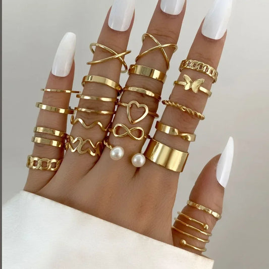 DRAVEN — Luxury 22PCS Gold Ring Set — Rings collection | DRAVEN