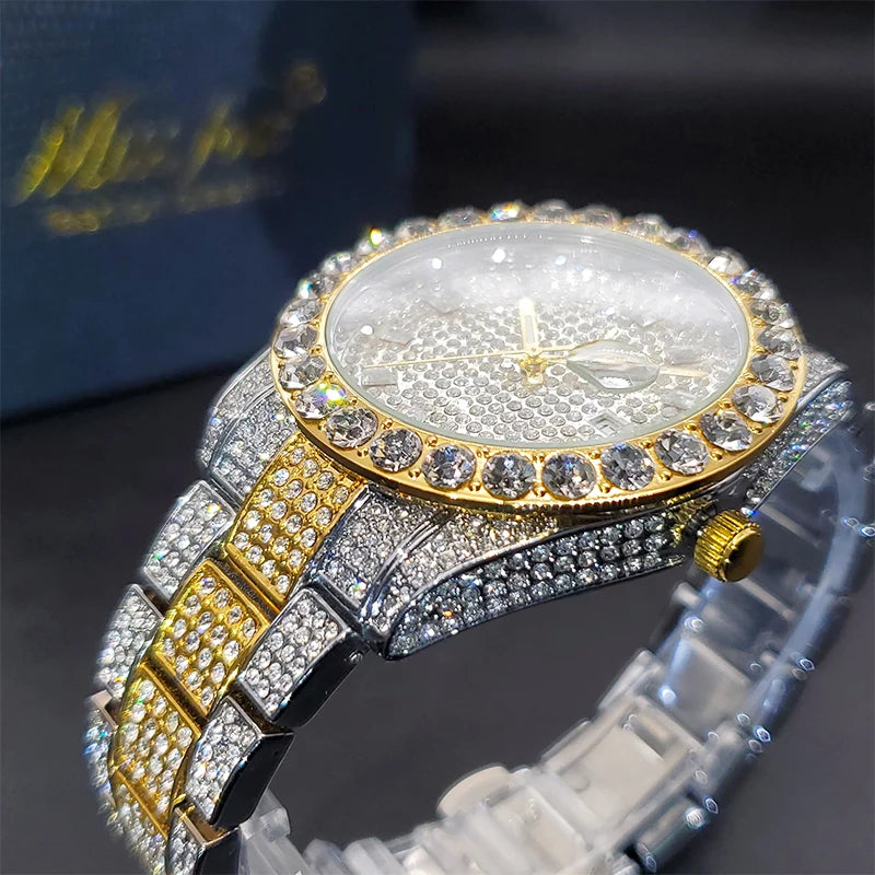 King’s Shine – Men’s Crystal Steel Watch with Calendar & Waterproof Design – Elegant Men's Accessory | Accessorio Uomo Elegante