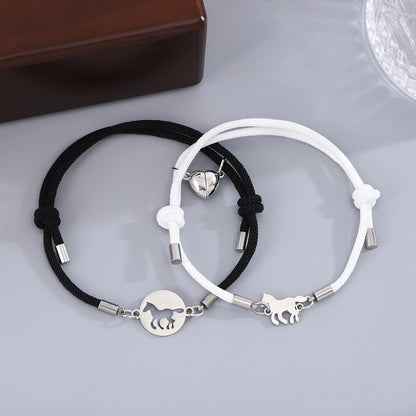 Magnetic Couple Rope Bracelets – Elegant Men's Accessory | Accessorio Uomo Elegante
