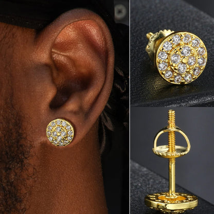 Gold Micro Pave Earrings – Elegant Men's Accessory | Accessorio Uomo Elegante