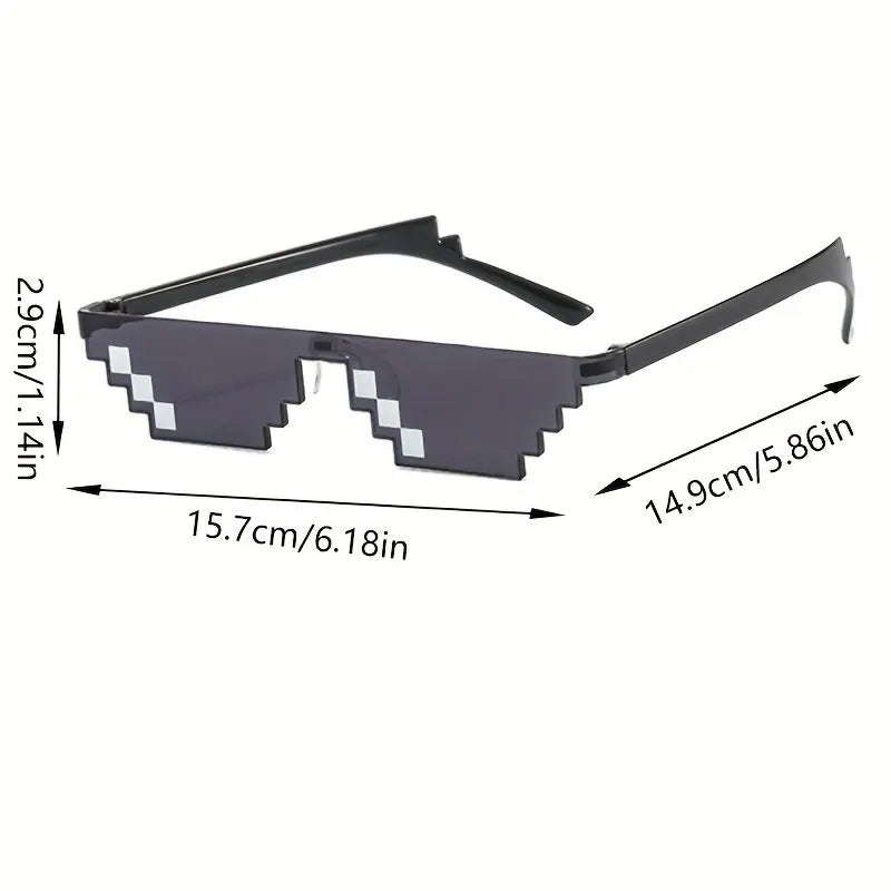 DRAVEN — Pixel Mosaic Sunglasses – Retro Party Gamer Shades (2PCS)