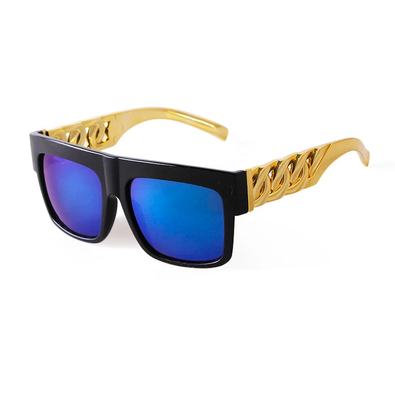 DRAVEN — Oversized Chain Sunglasses – 2025 Flat Top Retro Luxury