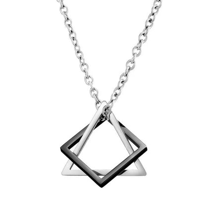 Geometric Triangle Couple Necklace – Stainless Steel Jewelry for Men and Women
