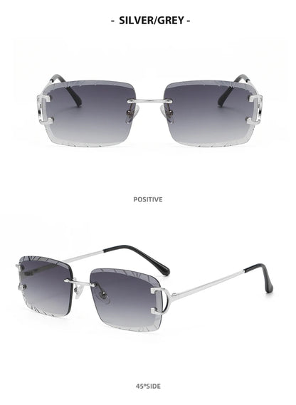 Square Rimless Sunglasses – High-Grade Metal Design – Elegant Men's Accessory | Accessorio Uomo Elegante