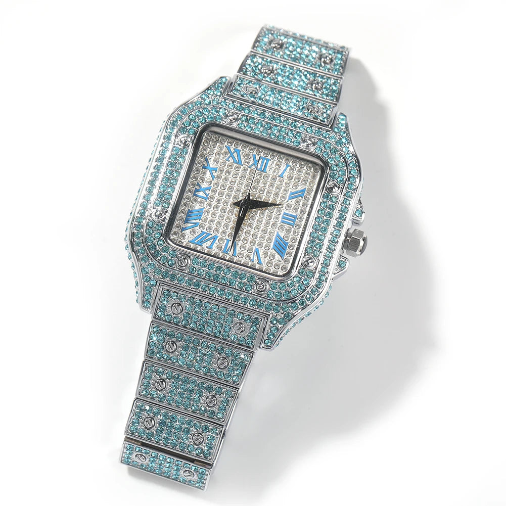 DRAVEN — Royal Frost – Men’s Blue Crystal Square Watch