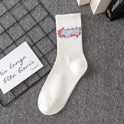 9 Pairs Letter Print Socks – Unisex Mid Tube Set