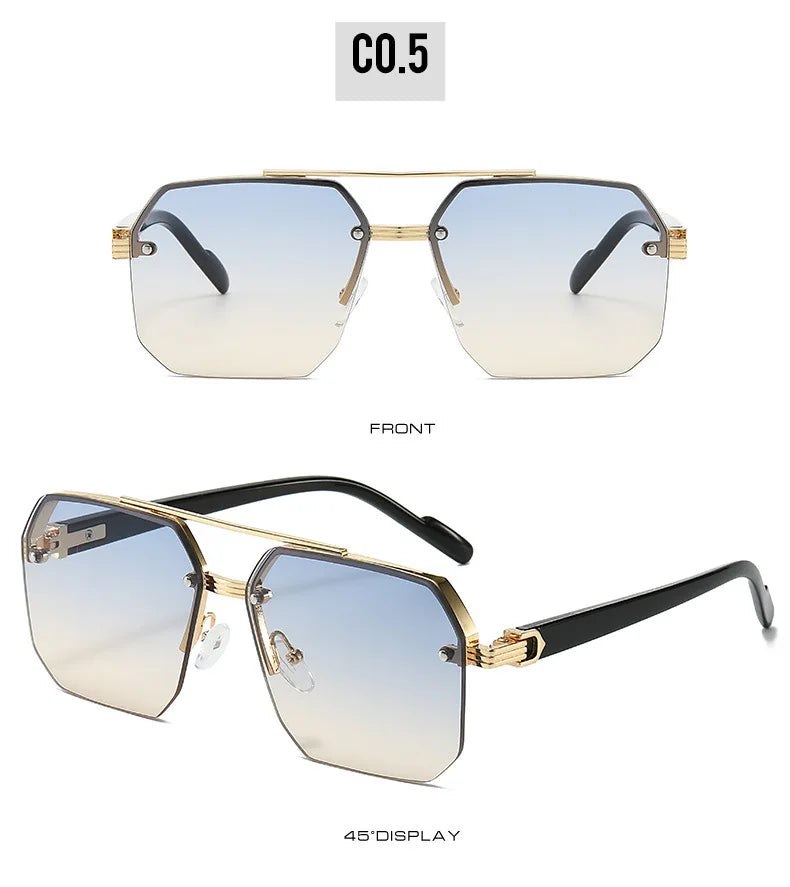 Metal Half-Frame Sunglasses – Retro Casual Design – Elegant Men's Accessory | Accessorio Uomo Elegante