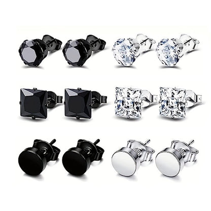 Black Stainless Steel Earring Set – Elegant Men's Accessory | Accessorio Uomo Elegante