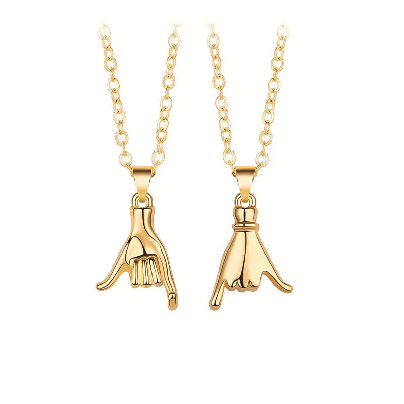DRAVEN — Pinky Swear Couple Necklace Set – Promise Hand Pendant Jewelry for Lovers and Friends