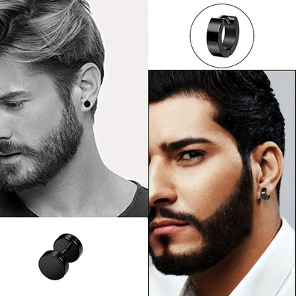 Black Stainless Steel Earring Set – Elegant Men's Accessory | Accessorio Uomo Elegante