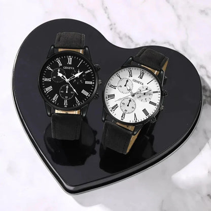 Eternal Bond – 2PCS Couple Leather Watch Set with Minimalist Design – Elegant Men's Accessory | Accessorio Uomo Elegante
