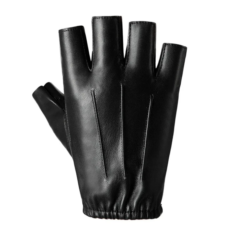 DRAVEN — PU Leather Fingerless Gloves – Unisex Tactical Street Style