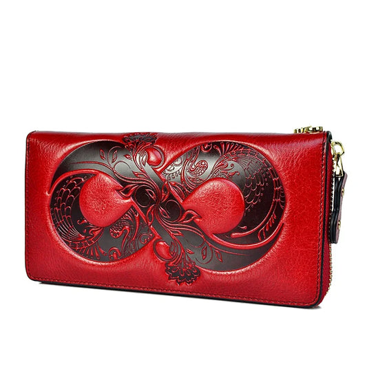 DRAVEN — Vintage Genuine Cowhide Wallet Women 2025 Floral Design — Wallets & Card Holders | DRAVEN