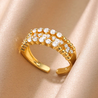 Gold Geometric Zircon Crystal Ring – Elegant Men's Accessory | Accessorio Uomo Elegante