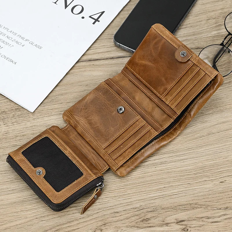 Genuine Leather Short Wallet Men Soft Card Holder – Elegant Men's Accessory | Accessorio Uomo Elegante
