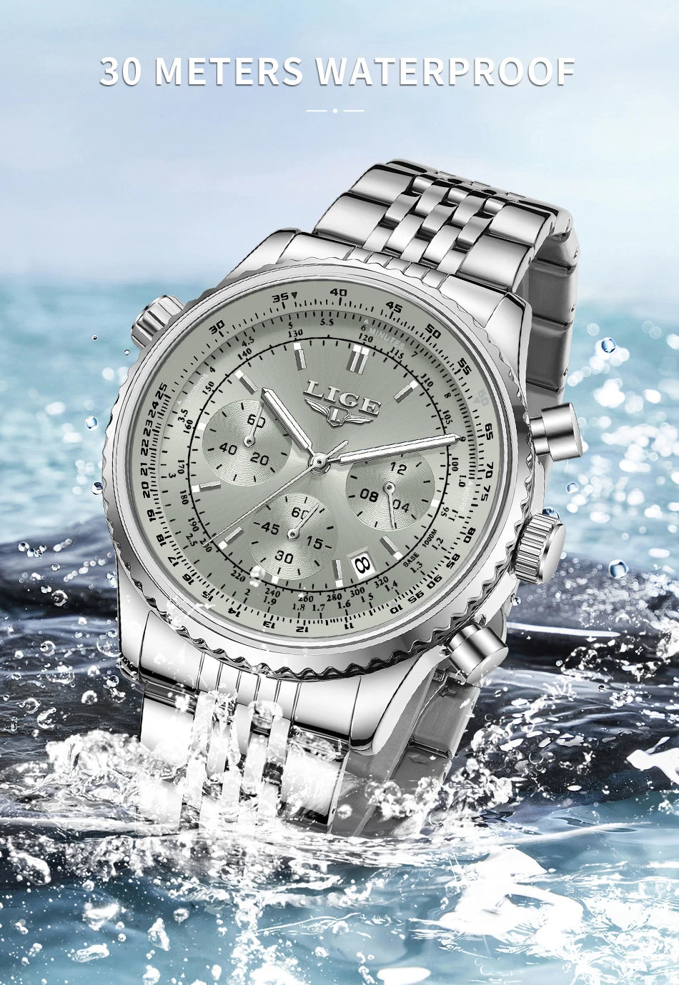 DRAVEN — Precision in Motion –  Men’s Chronograph Steel Watch with Date & Luminous Dial