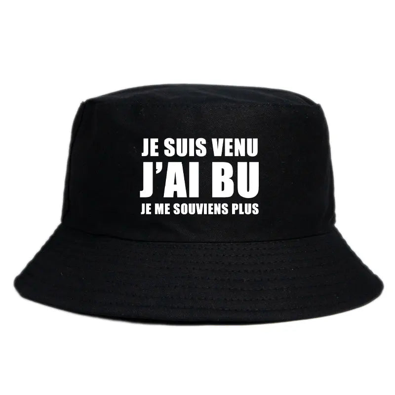 DRAVEN — Reversible “Je Suis Venu J’ai Bu” Bucket Hat – Trendy Summer Style