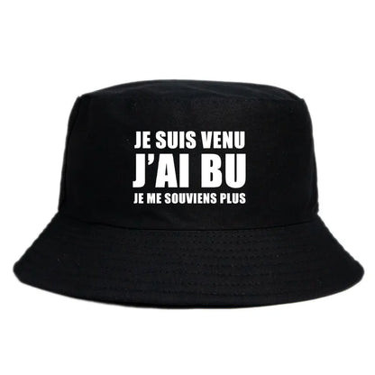 Reversible “Je Suis Venu J’ai Bu” Bucket Hat – Trendy Summer Style